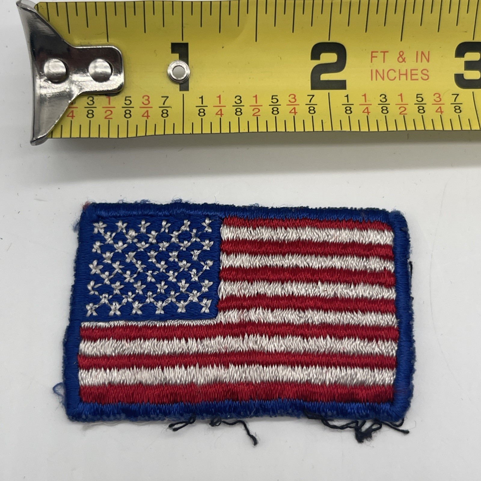 Vintage Boy Scouts BSA American Flag Patch BLUE Boarder Cut Edge Sew On 1.5×2.5”