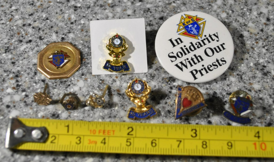 Lot of 9 Vtg Knights of Columbus K of C Enameled Tie Tack / Lapel Pin, Pins