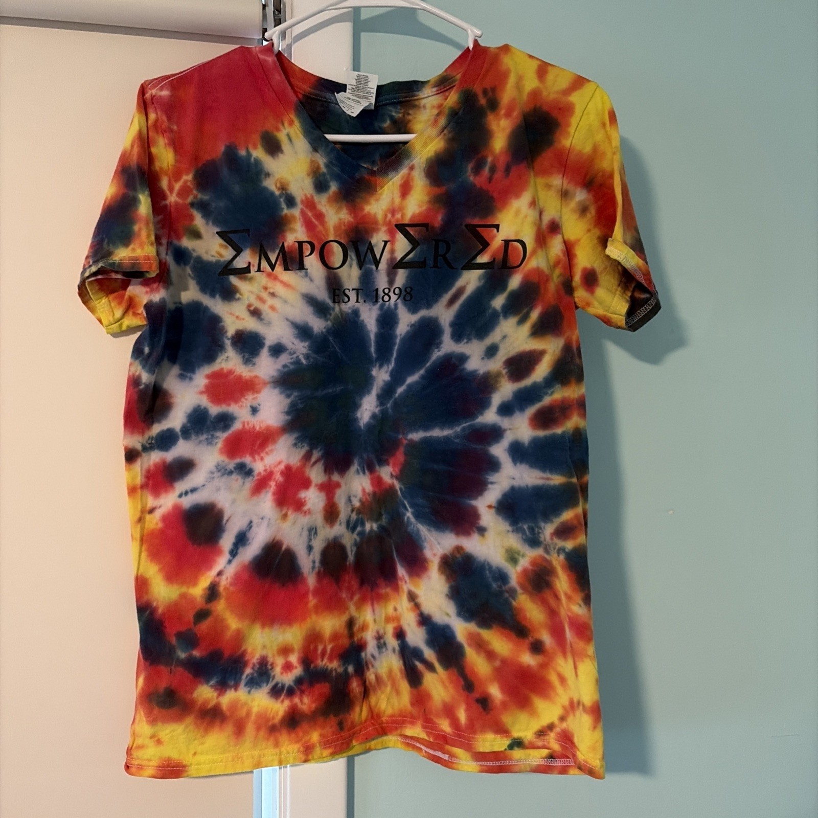 Tri Sigma Empowered V Neck Tye Dyed Tee Size Medium