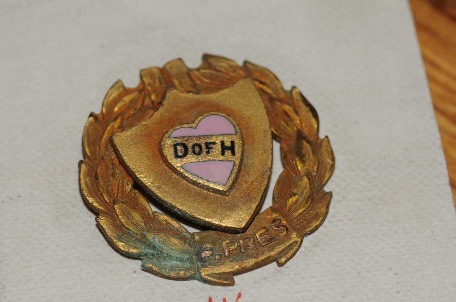 D of H -P.Pres Fraternal Organization Lapel Pin Gold Filled 1897