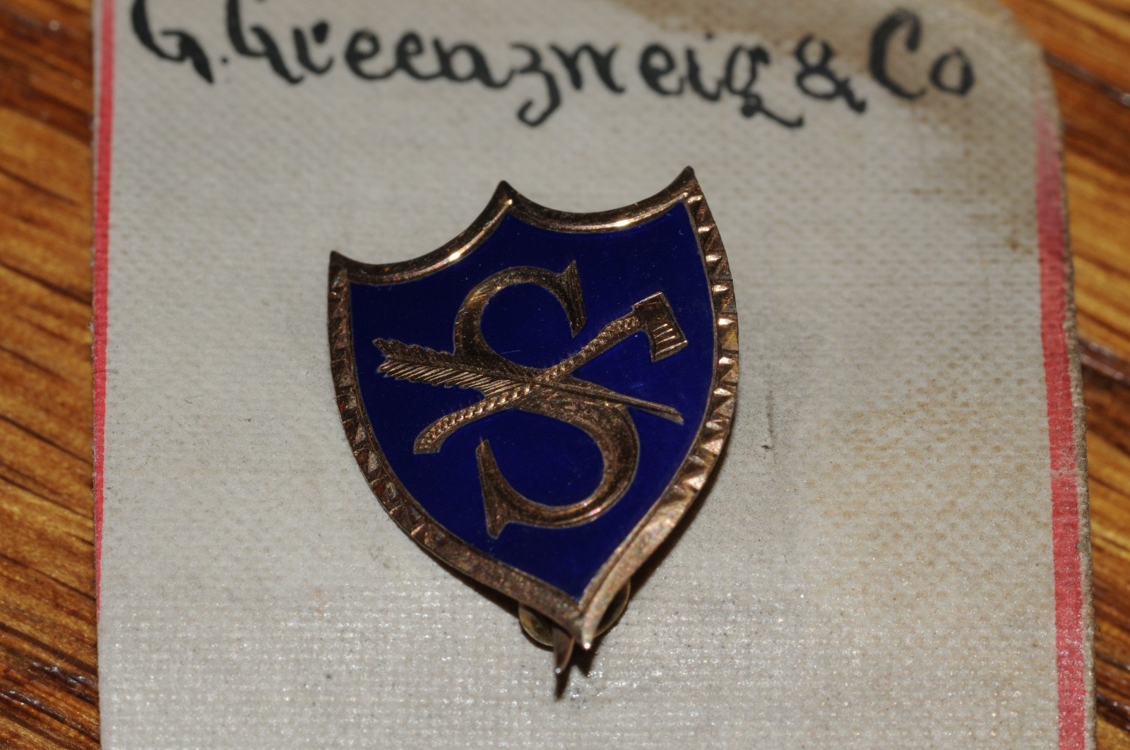 S AXE Fraternal Organization Pin Gold Filled 1897 Historical New Old Stock Old*