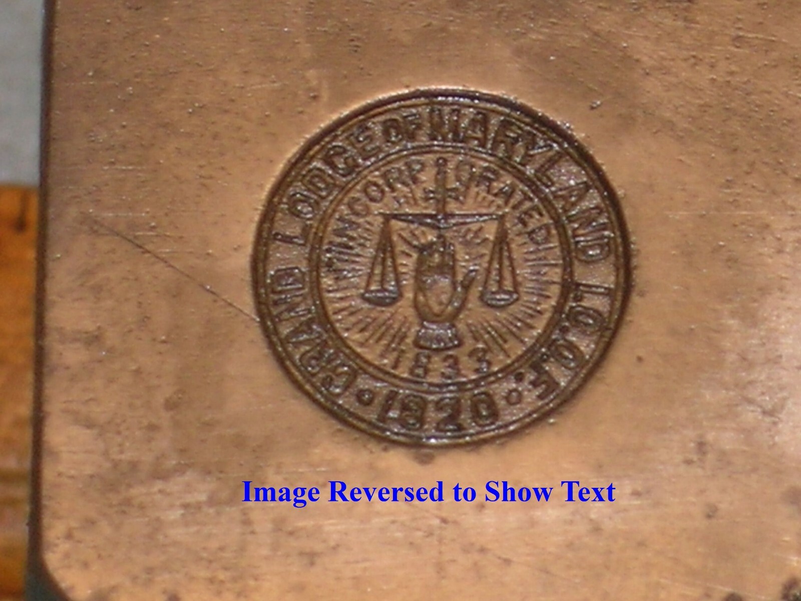1909 IOOF GRAND LODGE OF MARYLAND Emblem Stamping Die HEART IN HAND * MC Lilley