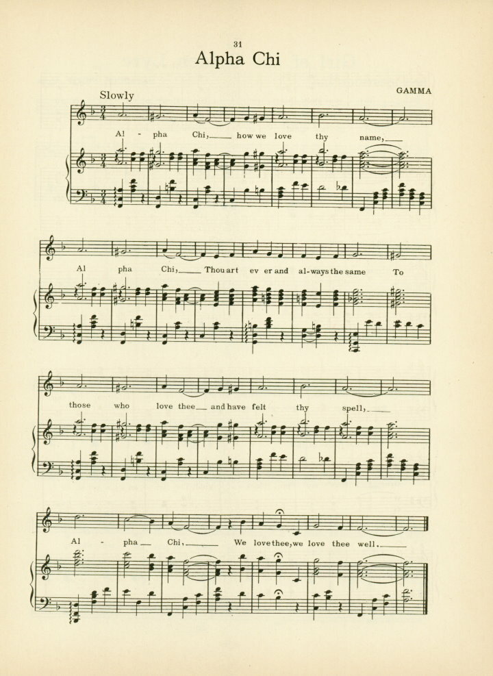 ALPHA CHI OMEGA Sorority Vintage Song Sheet c1921 “Alpha Chi” Original