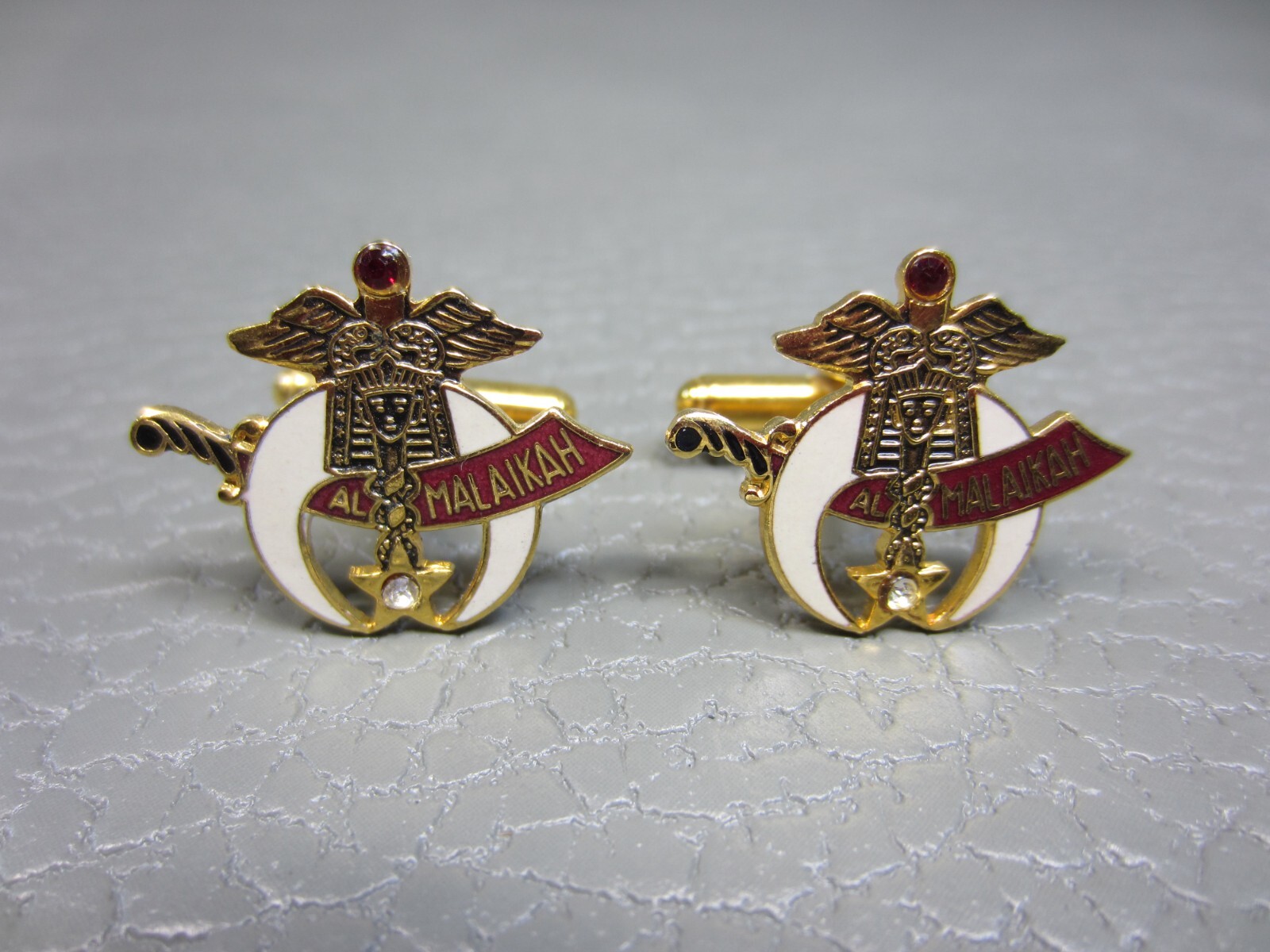 Vintage Masonic Shriners Yellow Gold Plated Cuff Links