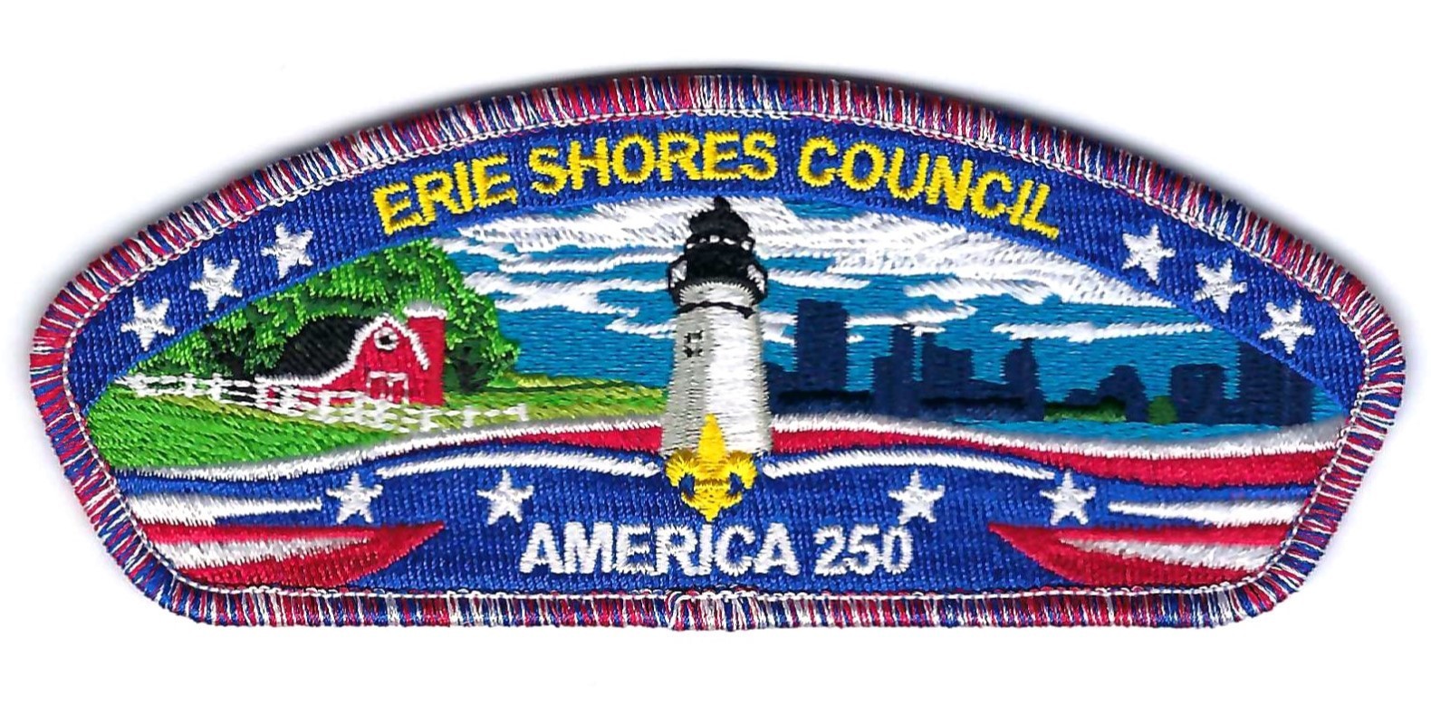 ERIE SHORES COUNCIL * 250th OF AMERICA * RED-WHITE-BLUE BORDER * NORTHWEST OHIO