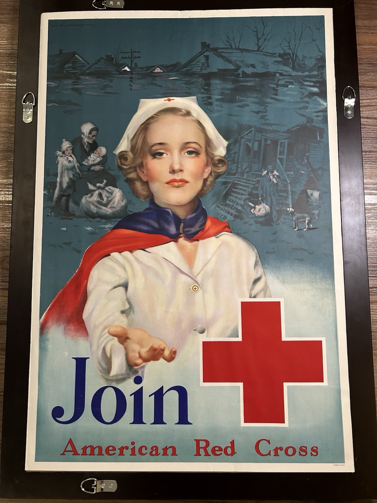 1939 WW11 Join Red Cross Nurse Recruiting Art Poster Propaganda RC KAUFFMANN