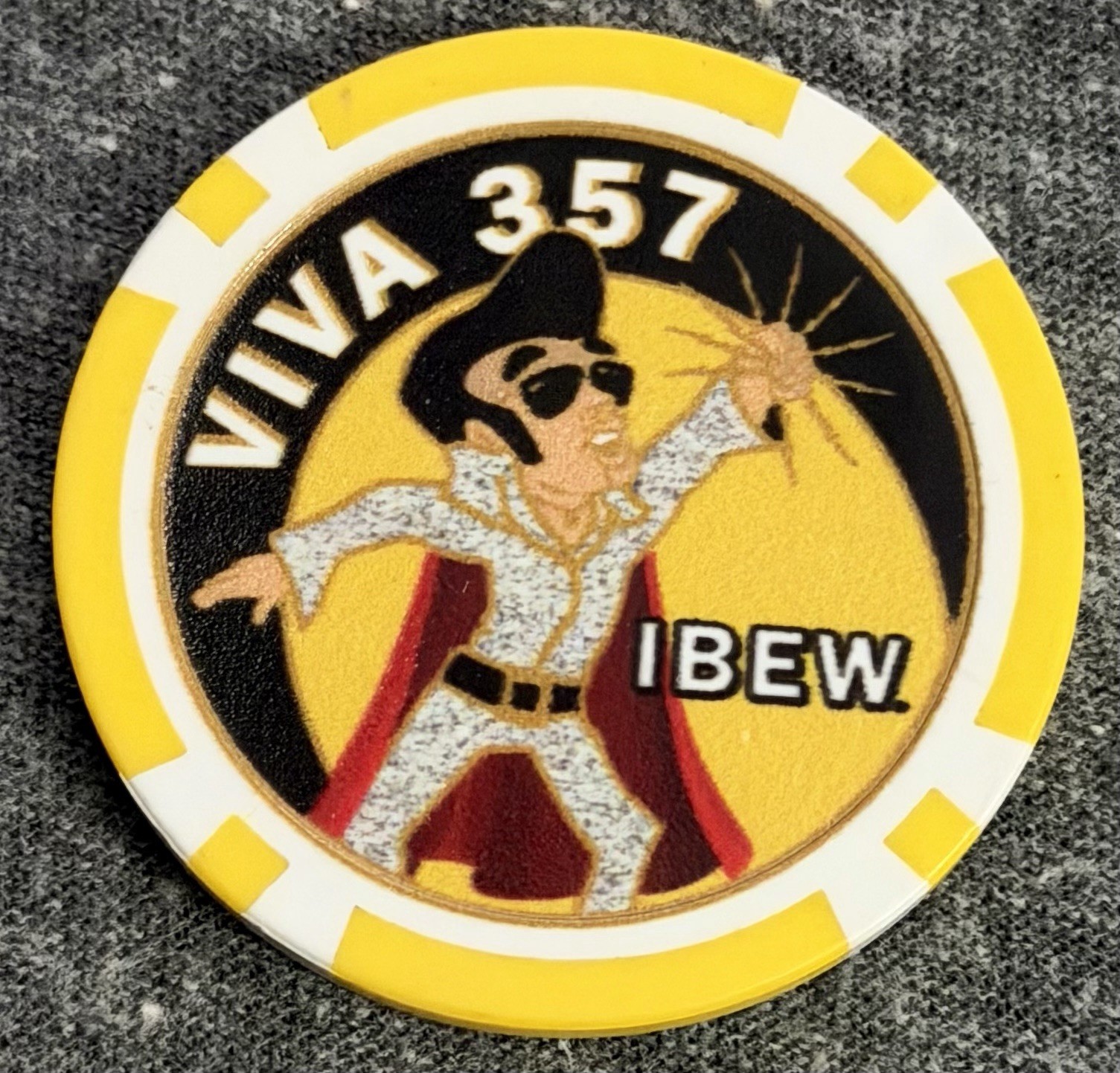 IBEW Local 357 Poker Chip Challenge Coin Las Vegas Nevada Viva Las Vegas Elvis
