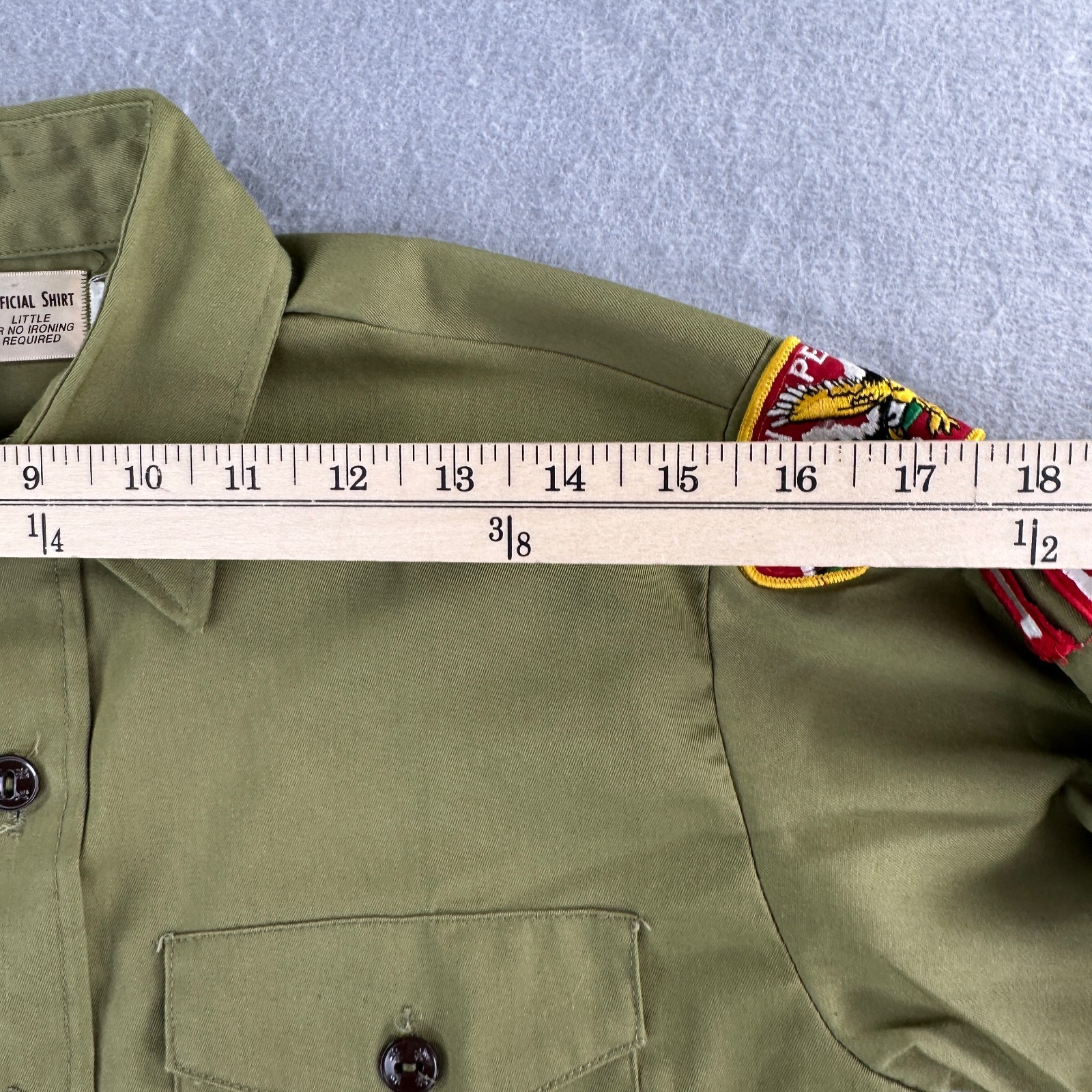 Vintage Boy Scouts of American Uniform Shirt Mens Small 14.5 Olive 70s Idaho BSA