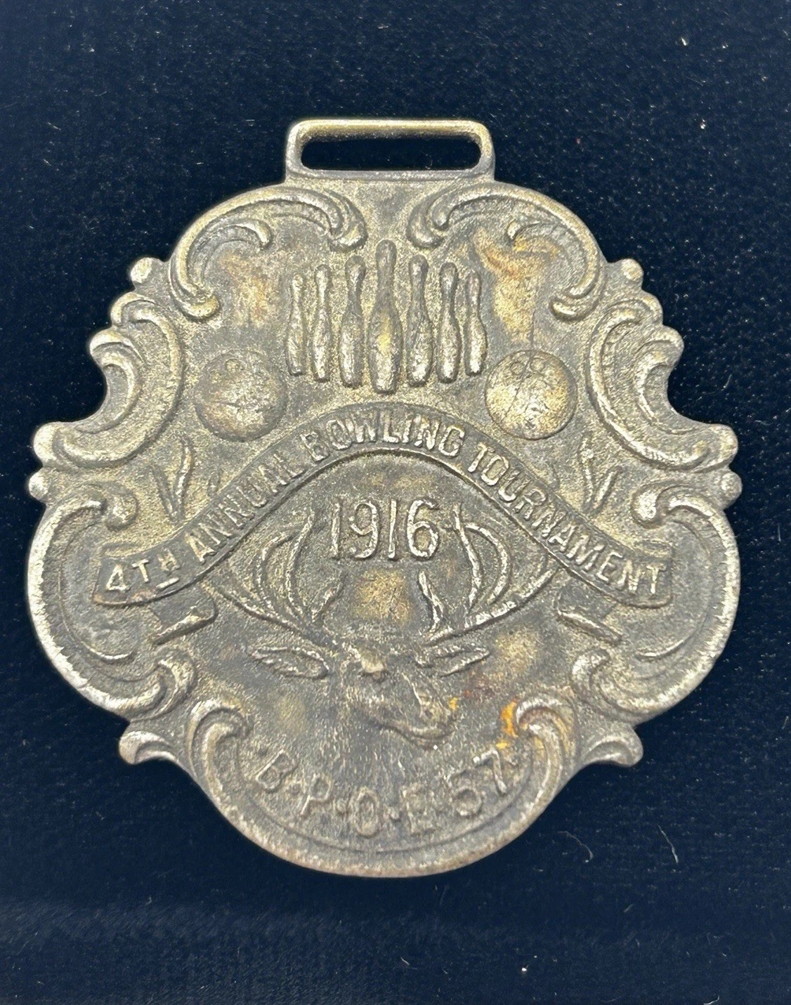 Rare 1916 BPOE 57 Elks Bowling Tournament Watch Fob Fond du Lac WI