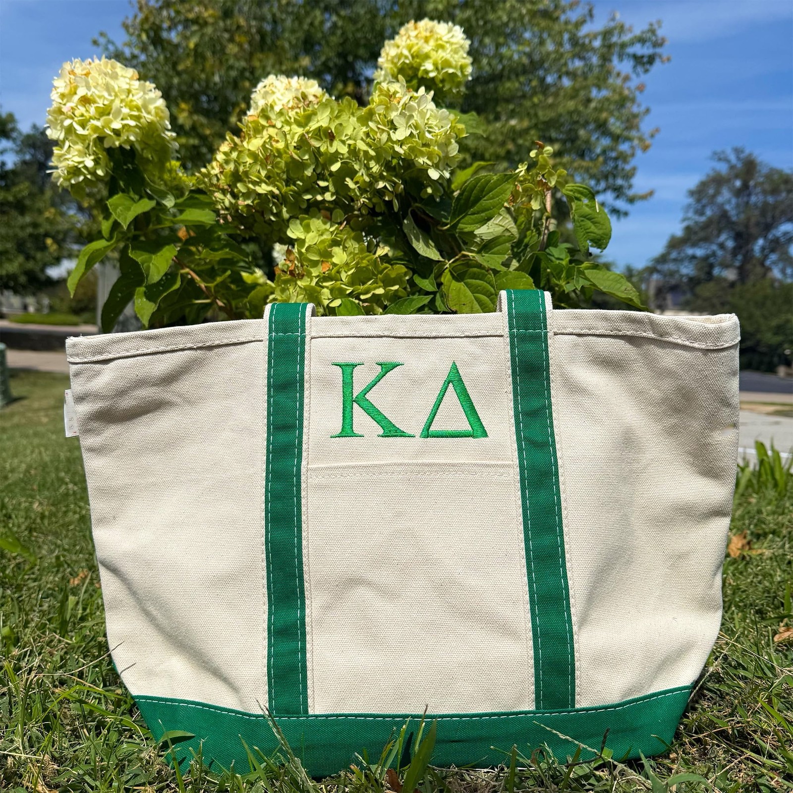 Go Greek Chic Sorority Embroidered Classic Canvas Tote Bag Kappa Delta