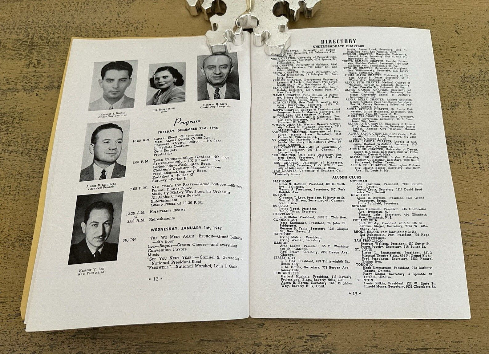 Alpha Omega Fraternity 1946 1947 Detroit Atomic Convention Program And Menu