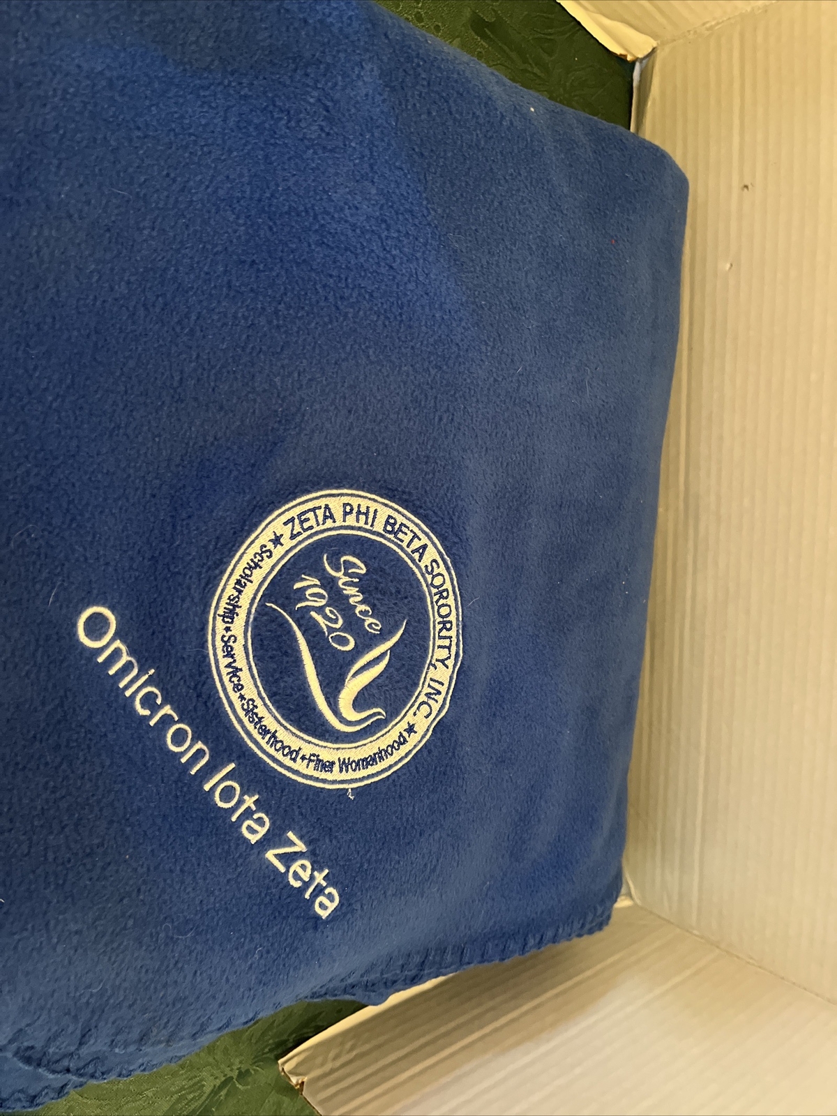 Zeta Phi Beta Sorority Omicorn Lota Zeta Royal Blue Throw Fleece Blanket