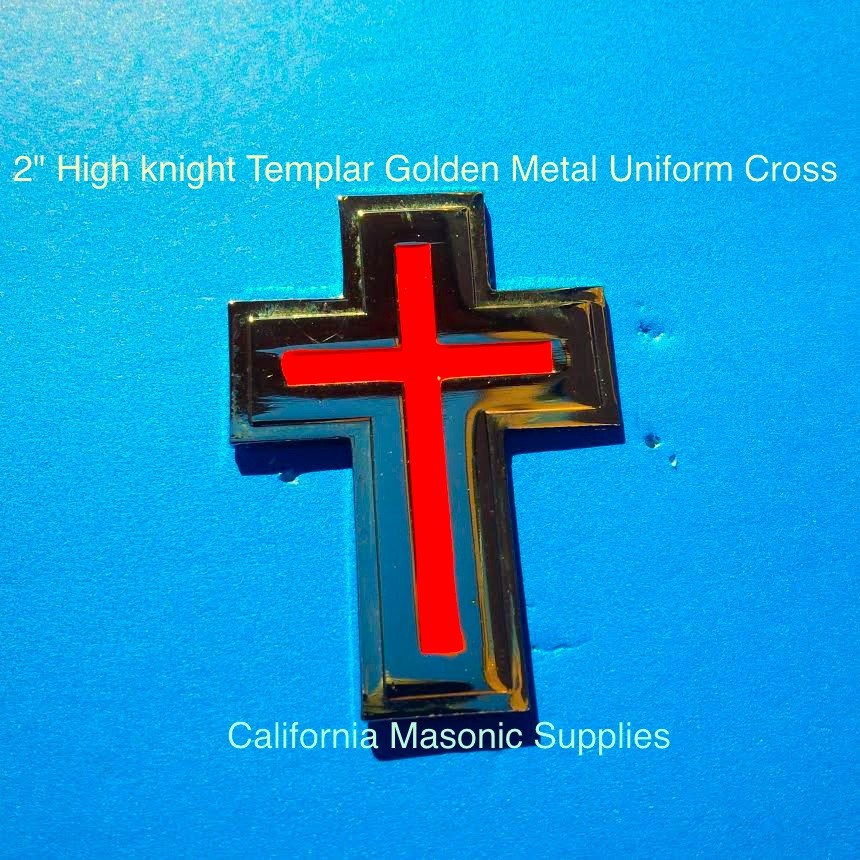 Templar Sir Knight Golden Metal With Red 2″ Uniform and Hat Cross York Rite