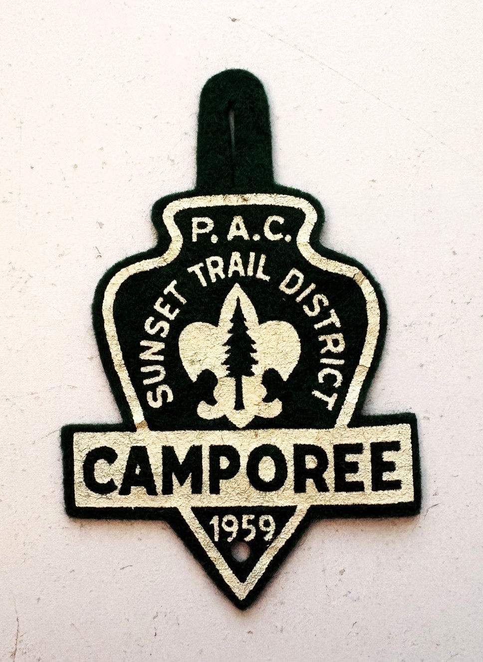 1959 felt P.A.C. (Portland?) Sunset Trail District Camporee patch; green felt