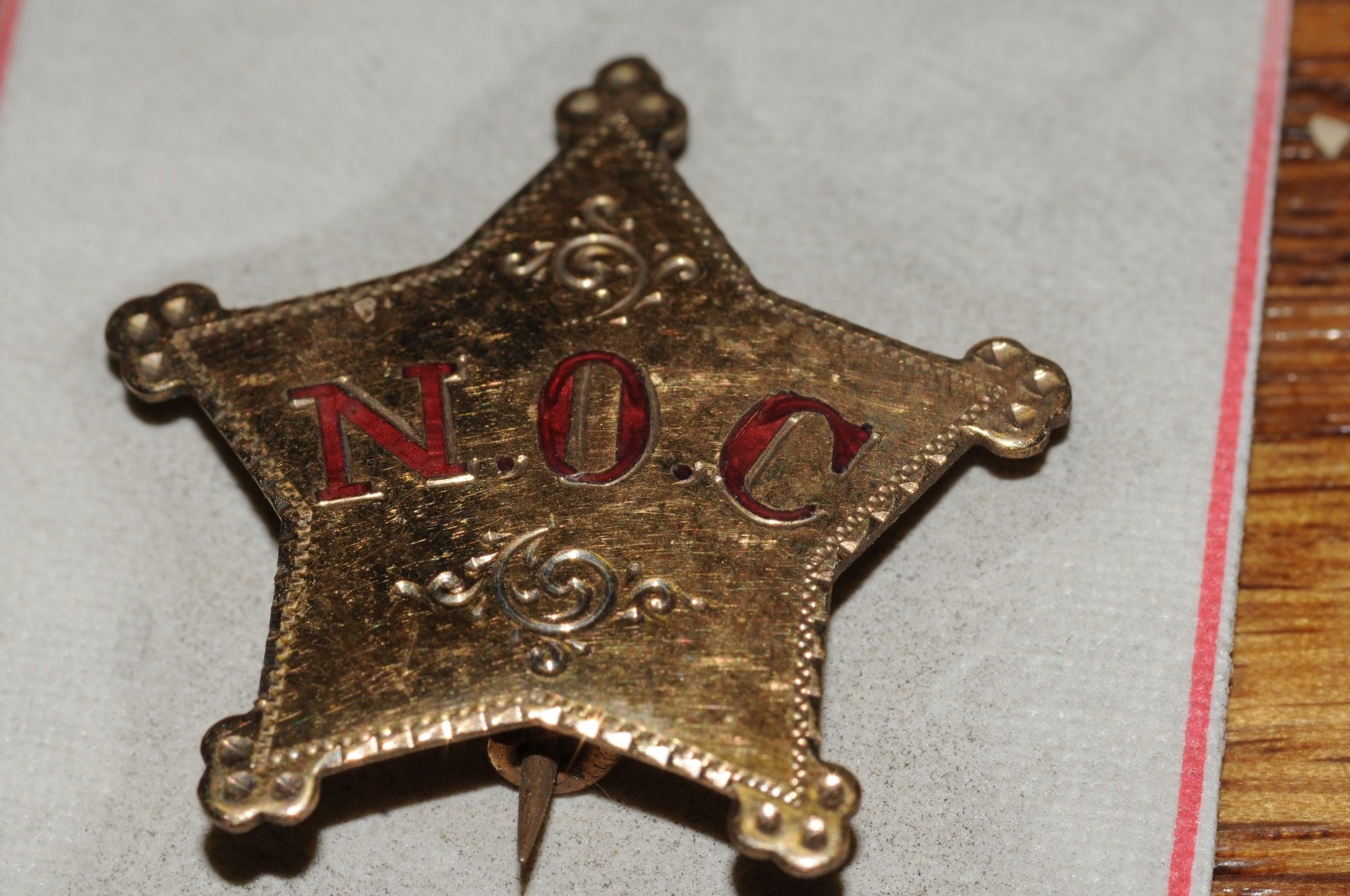 N.O.C. Fraternal Organization Pin Gold Filled 1902 Historical Salesman Sample**