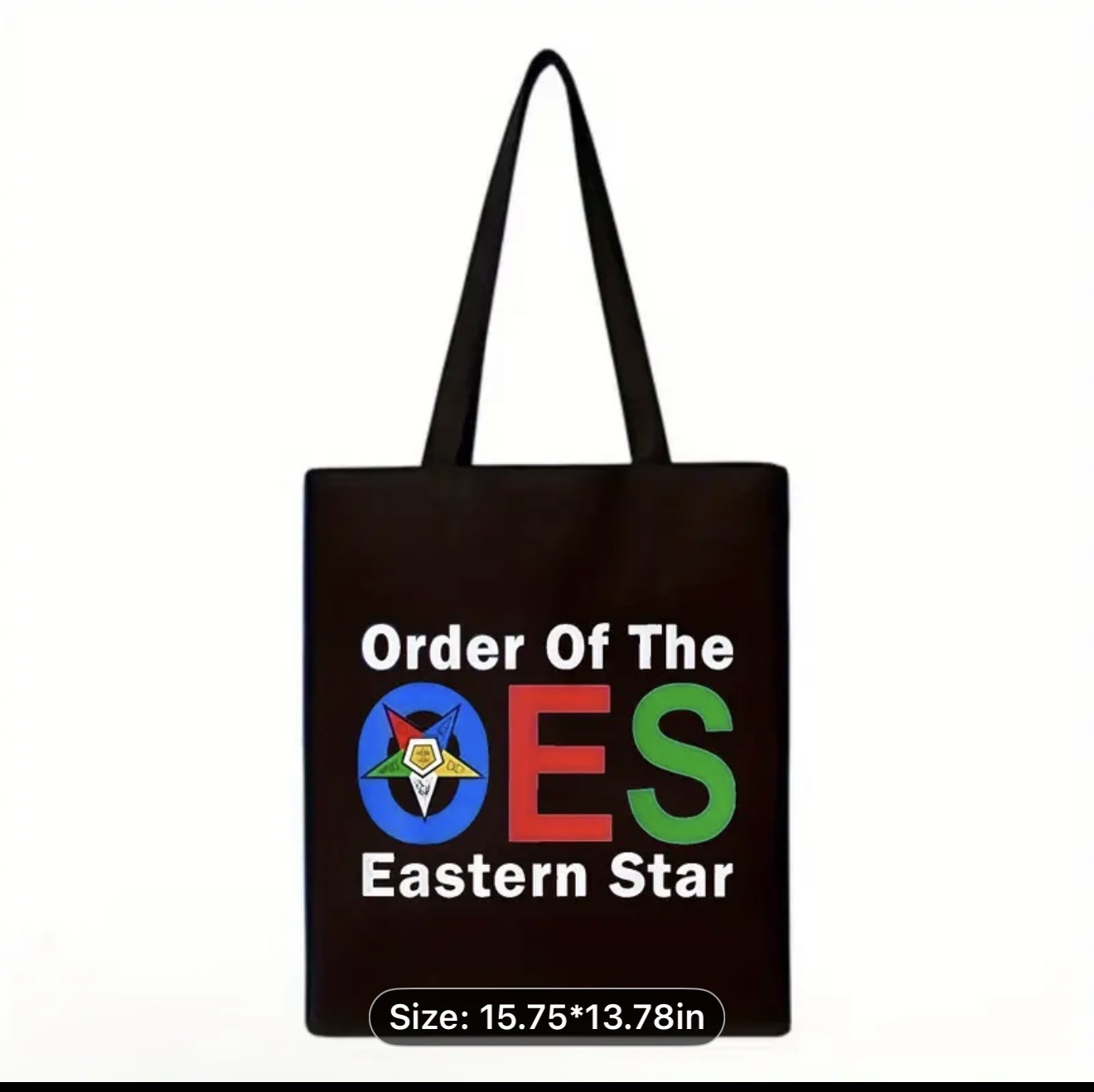 Order of The Eastern Star Canvas Logo Tote Bag Reusable Shoulder Carryall