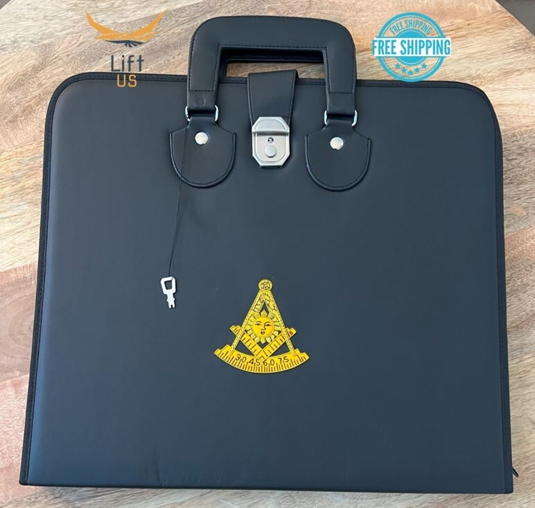 PAST MASTER BLUE LODGE APRON CASE – BLACK IMITATION LEATHER MM, WM, PROVINCIAL