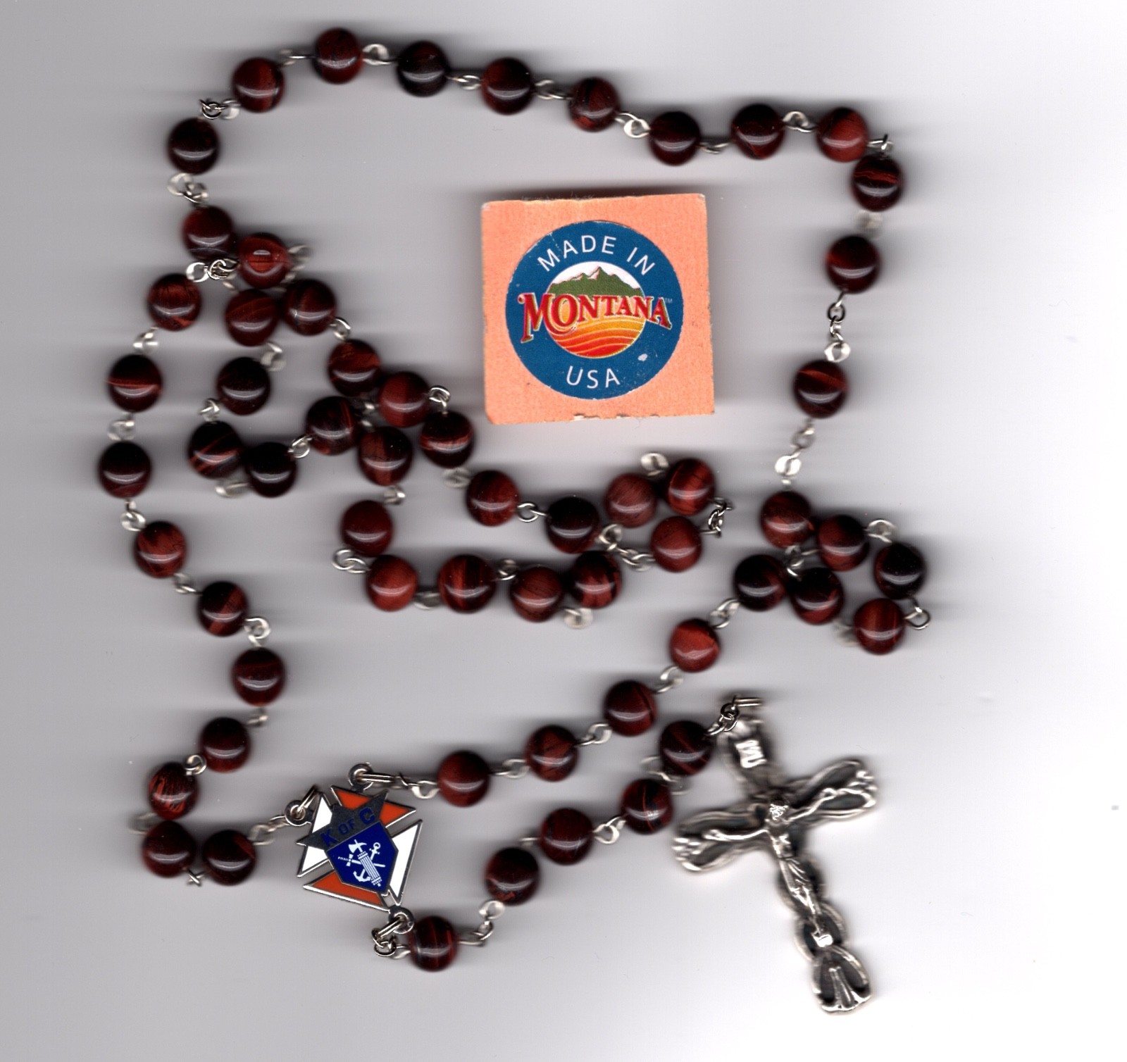 Knights of Columbus – Red Tiger Eye 8mm beads “MTKENT55” for more rosaries.