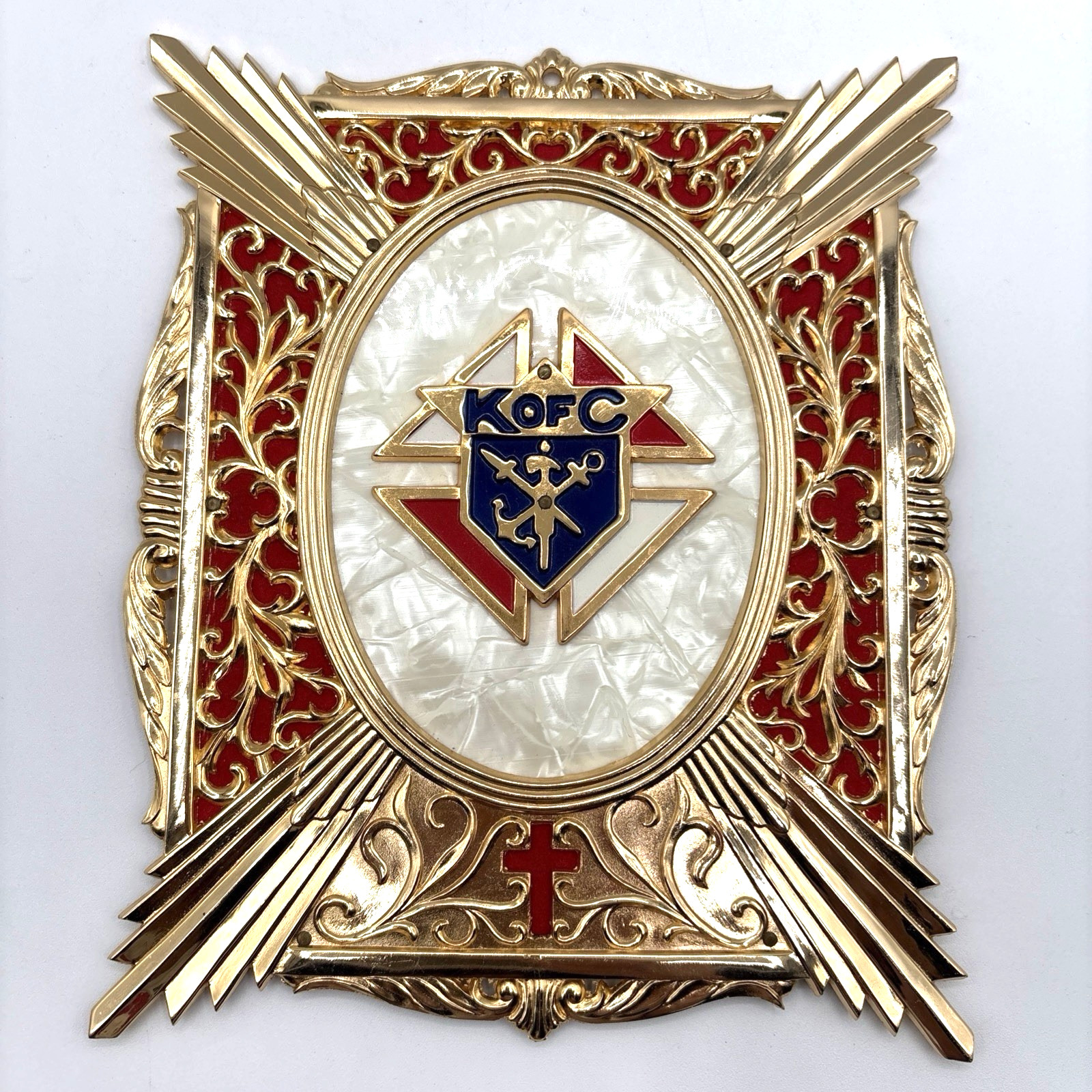 Knights of Columbus Memorial Plaque Gold Plate Mother of Pearl Wall Mount Club
