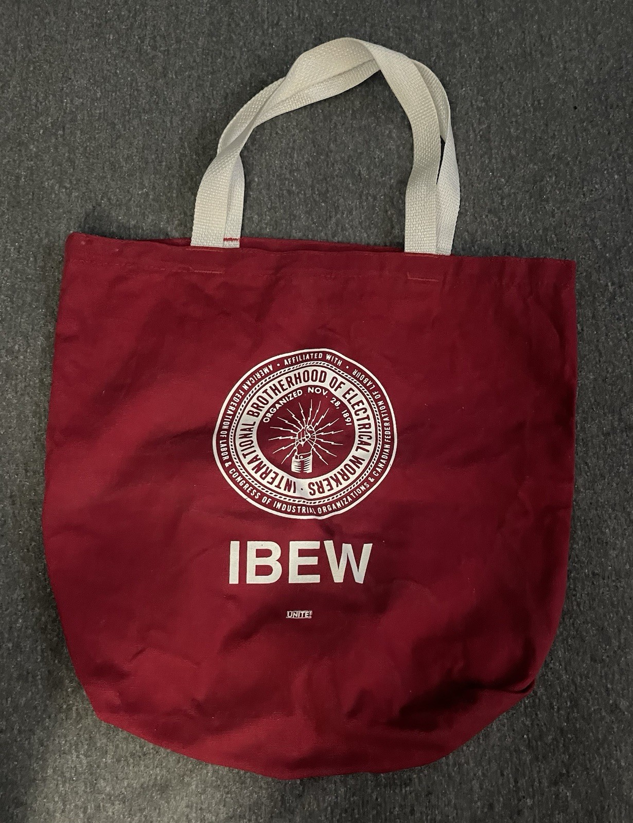 VTG IBEW Tote Bag RED 14 x 8 x 14.5 Inches Grocery Miscellaneous Carry