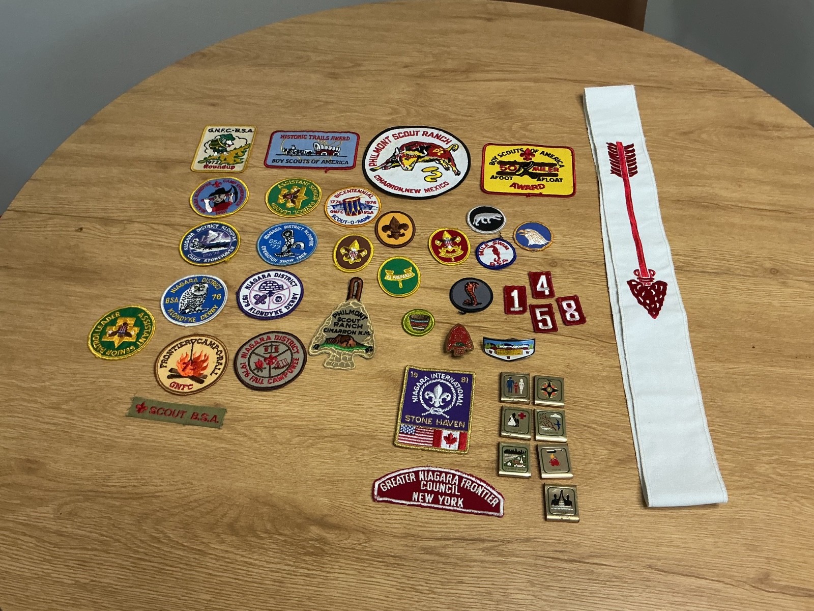 Various Boy Scouts of America Patches Belt Kerchief Slides Arrow Sash 1970’s