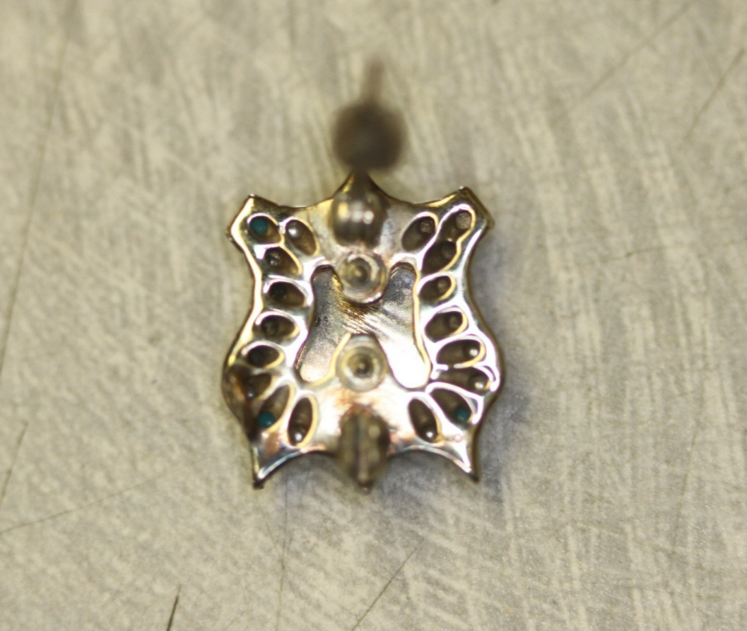 10k White Gold Fraternity/Sorority Pin Badge ZTA Zeta Tau Alpha,Seed Pearls VTG