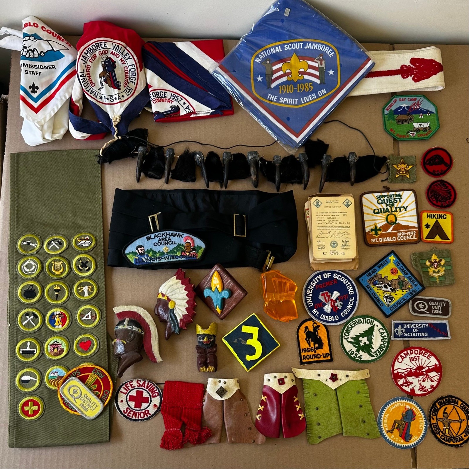 Vintage Boy Scouts BSA Lot 50s & 90s Jamboree Neckerchiefs Patches Sash Card 40+