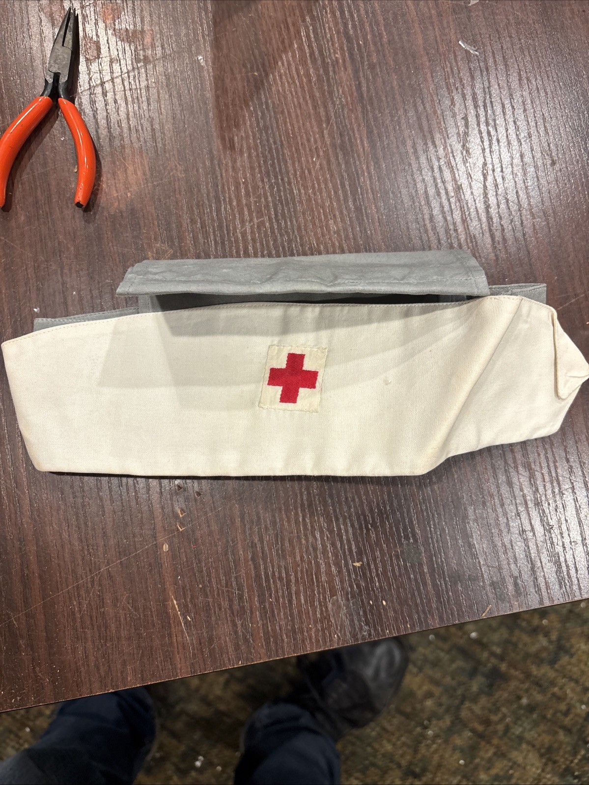 Vintage 1950s American Red Cross Uniform Volunteer Nurse Dress & HAT
