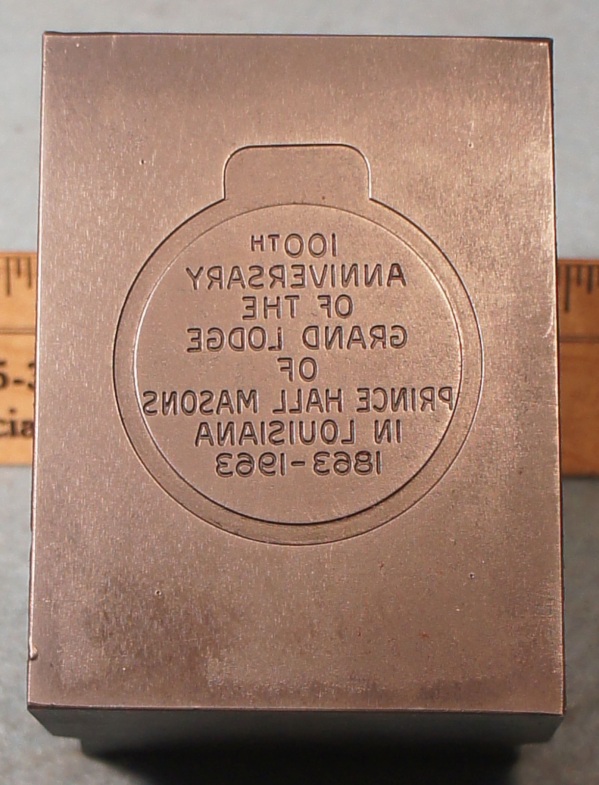 1963 GRAND LODGE PRINCE HALL MASONS Louisiana Medal STEEL STAMPING DIE RH917