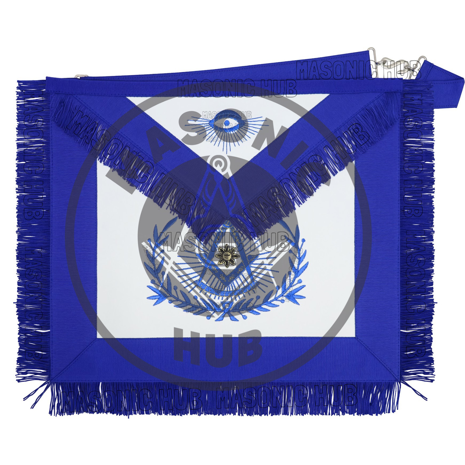 Past Master Masonic Regalia Apron with Wreath Faux Leather, Machine Embroidered