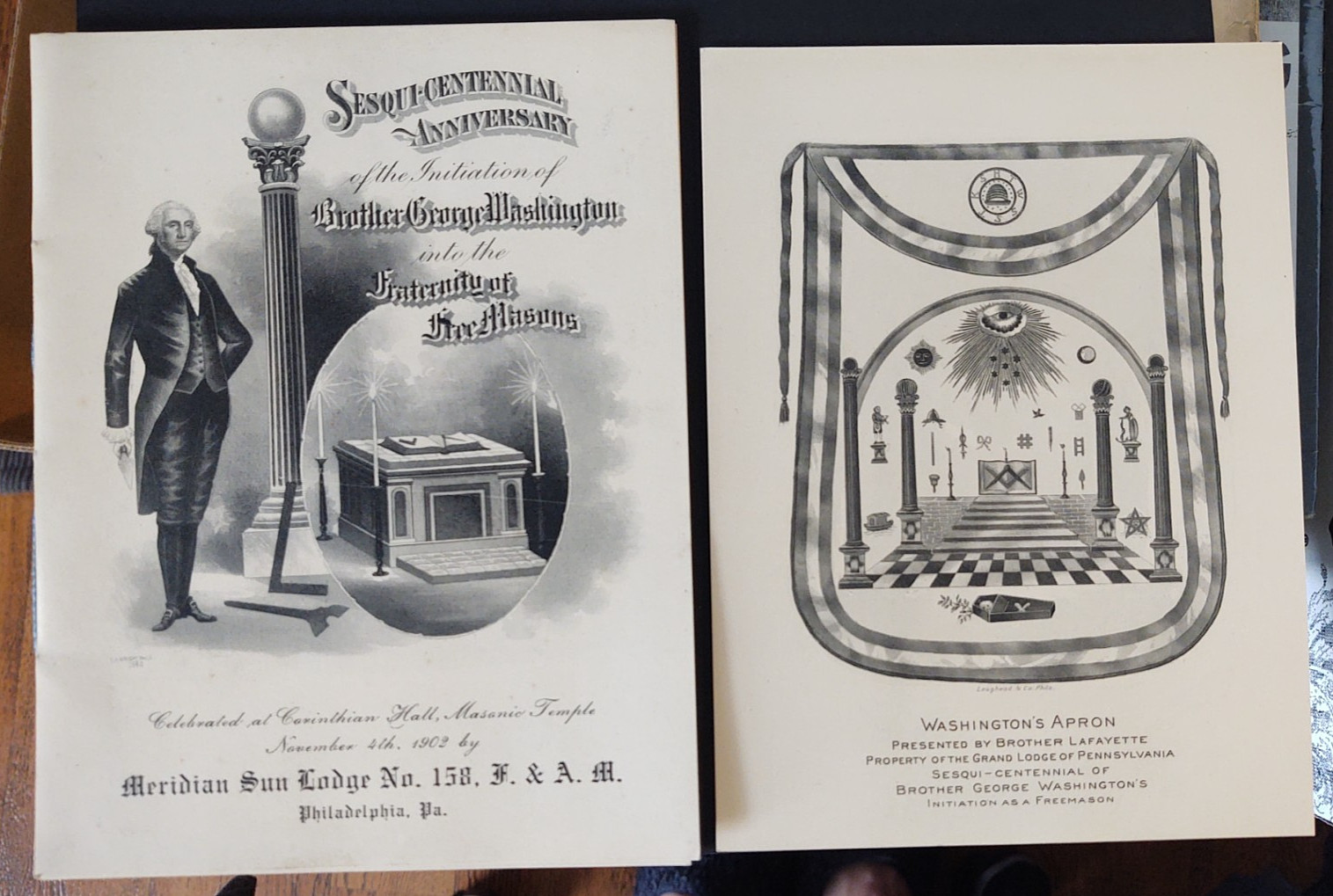1902 Sesquicentennial Induction Brother George Washington Program, Menu ,Card