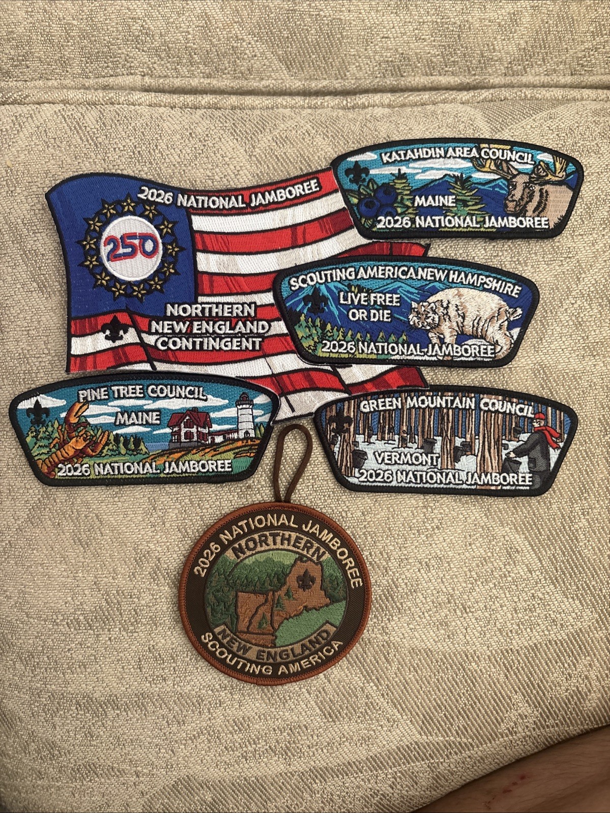 2026 National Jamboree Northern New England ME VT NH Patch Set + Dangle