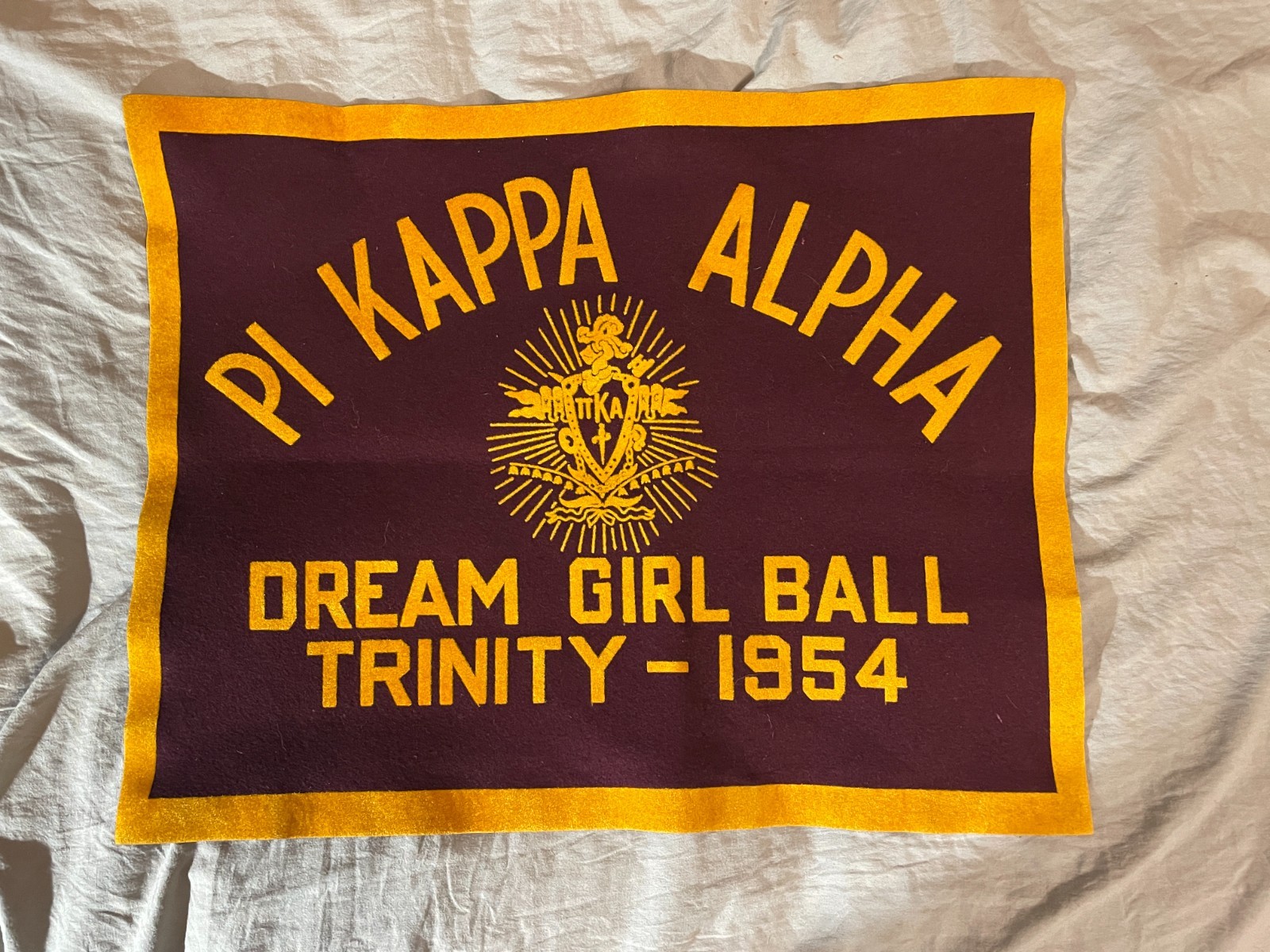 1954 Pi Kappa Alpha Dream Girl Ball Trinity Pennant Flag Banner 13.5″ x 17″