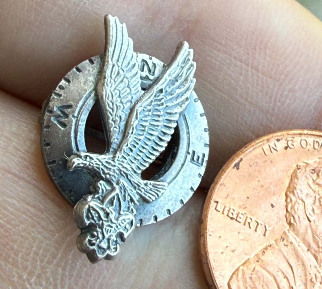 50’s Boy Scouts of America BSA Explorer Sterling Award Lapel Pin w/ Flying Eagle