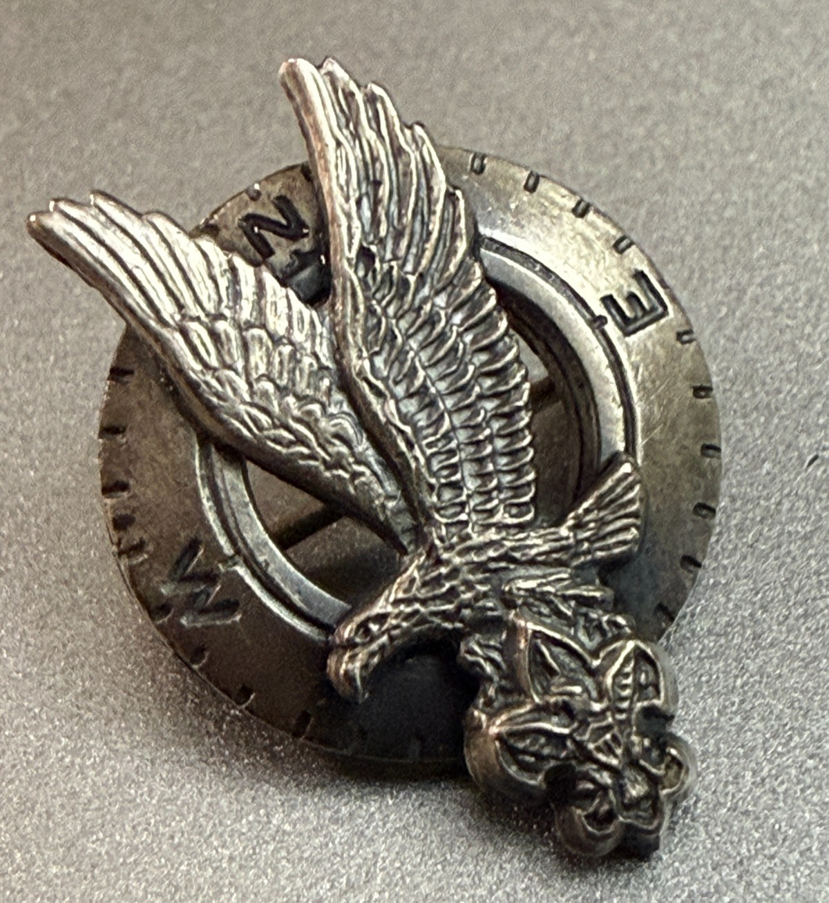 50’s Boy Scouts of America BSA Explorer Sterling Award Lapel Pin w/ Flying Eagle