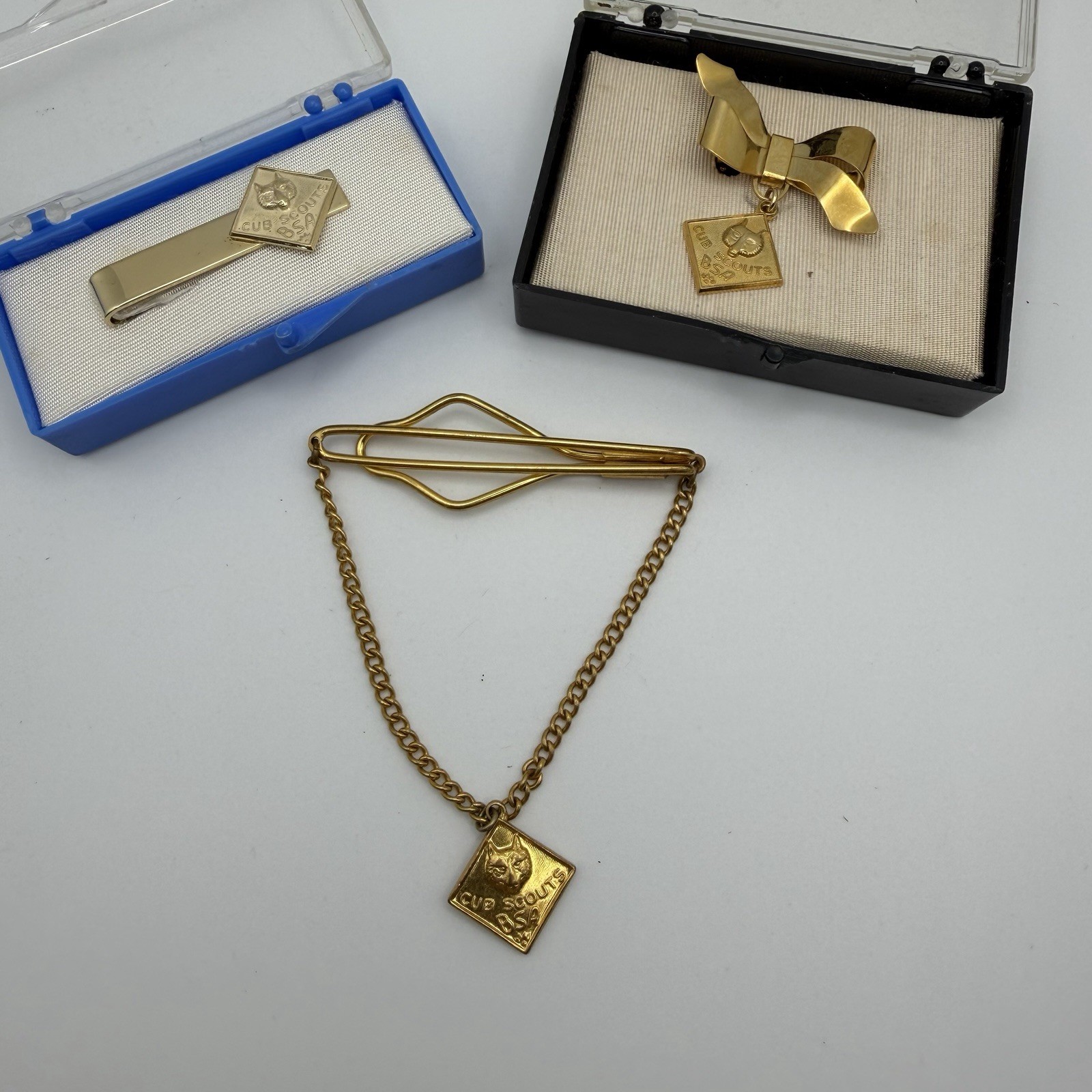 BSA 3 Cub Scout Souvenir Items 2 Tie Bars & Ribbon Brooch Pin NT-111