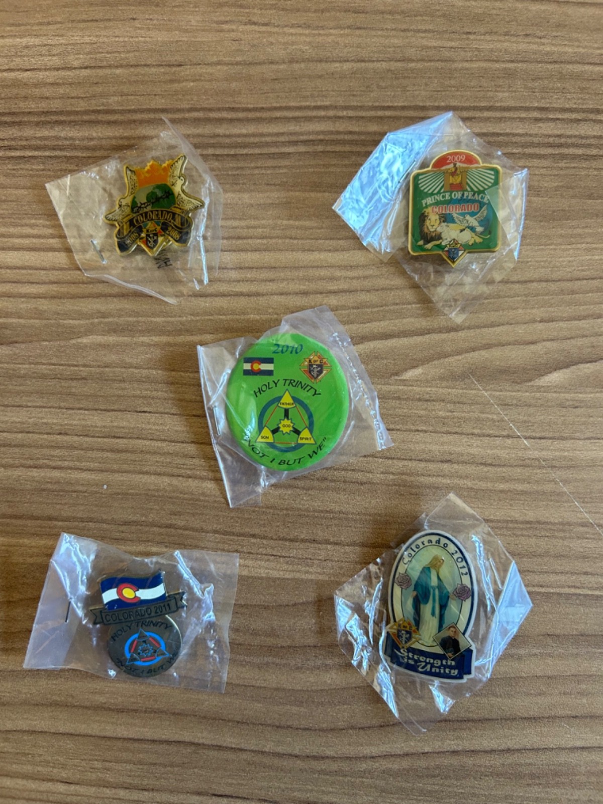 5 Colorado State Council Knights of Columbus Lapel Pin / Pins Lot 2008 to 2012