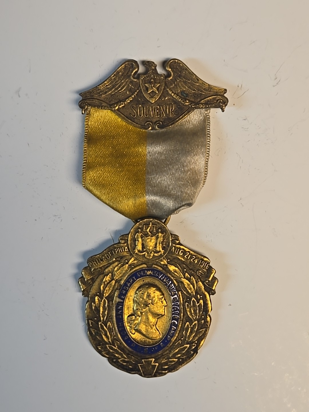 Bronze 1916 Patriotic Order Sons of America POS of A Medal George Washington PA
