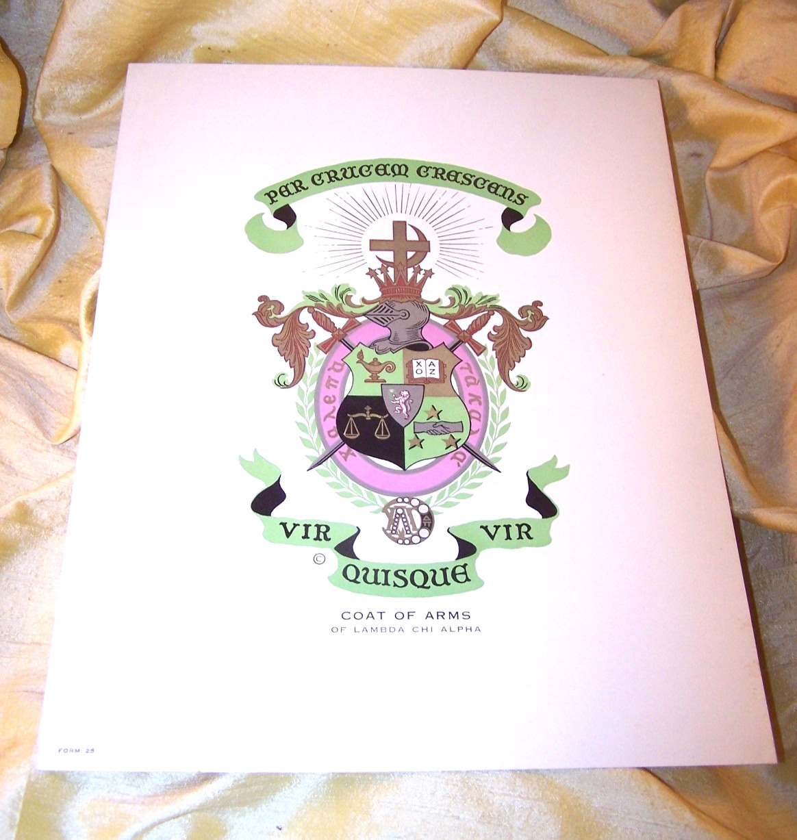 VINTAGE Lambda Chi Alpha fraternity large frameable crest print, 8 1/2″ x 11″
