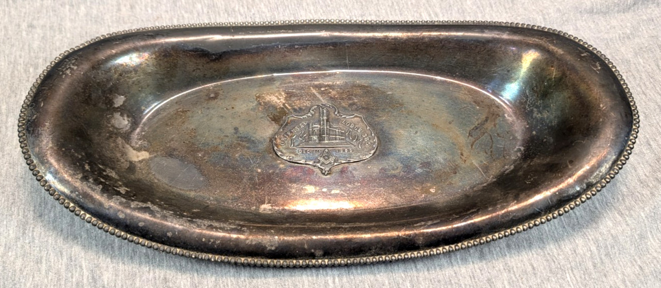 1909 Oriental Lodge 385 Philadelphia J Wanamaker Quadruple Plate Masonic Tray