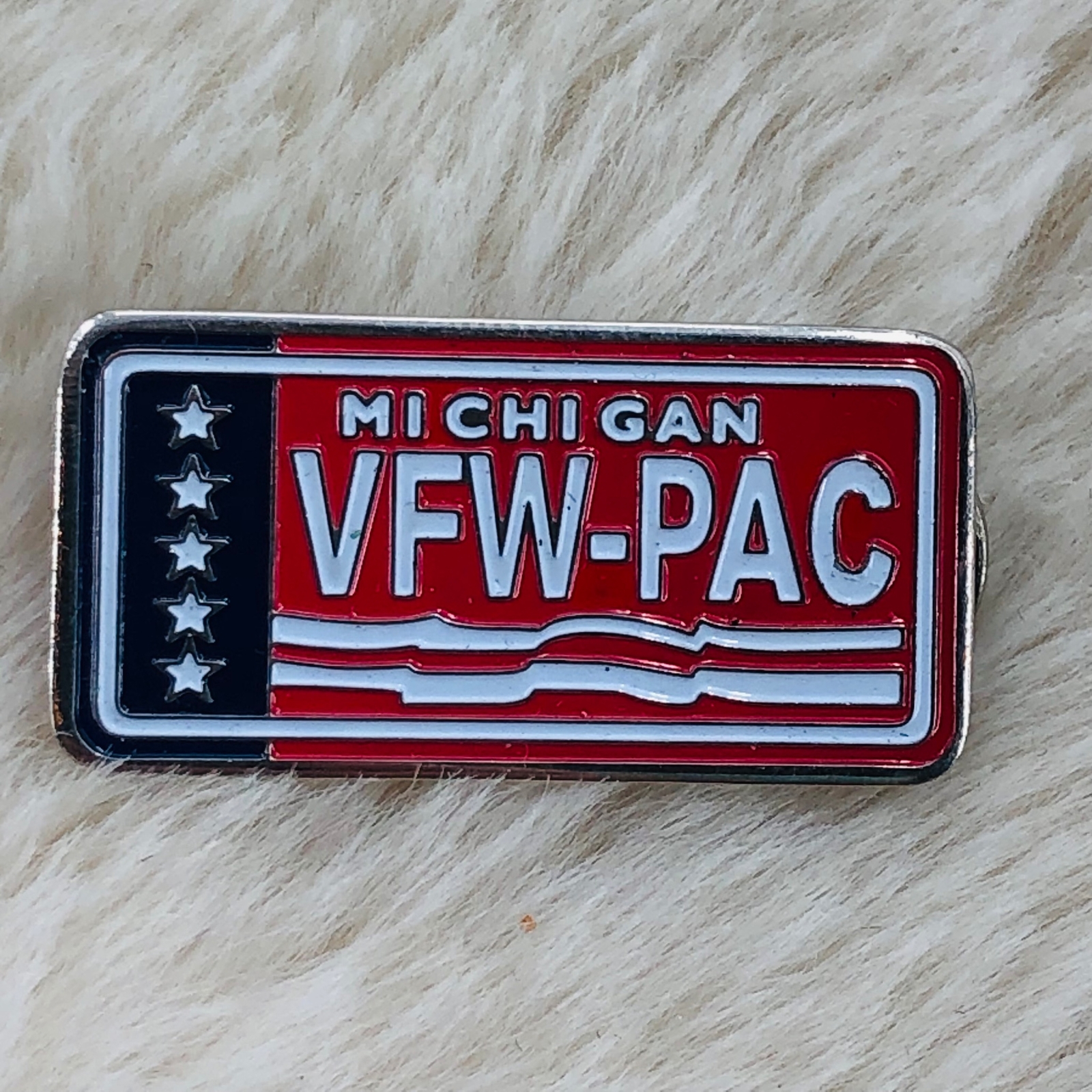 Michigan VFW-PAC Red White Blue Enamel Member Lapel Pin