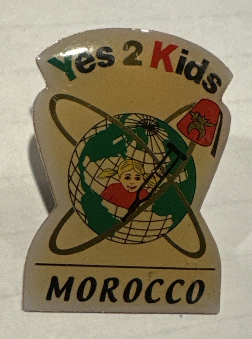 Lapel Pin Collectors – Morocco Yes 2 Kids Shriners Freemasons Pinback