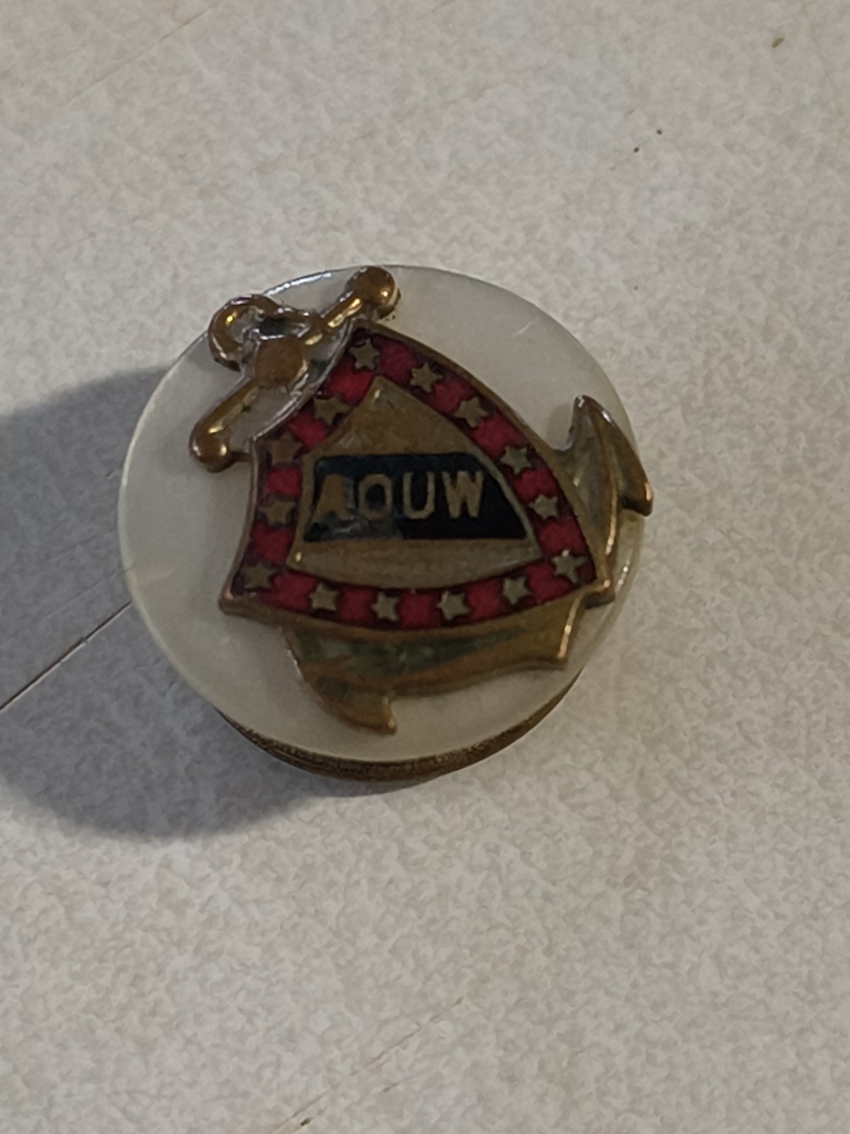 Ancient Order of United Workmen AOUW Fraternal Trade Union Pin MOP Dated 1902