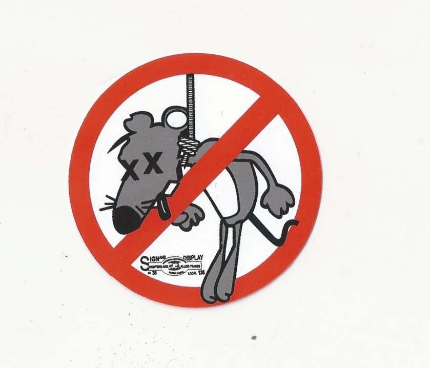 AFL UNION IBEW UA IRONWORKERS BOILERMAKERS Classic UNION HANGING RAT STICKER