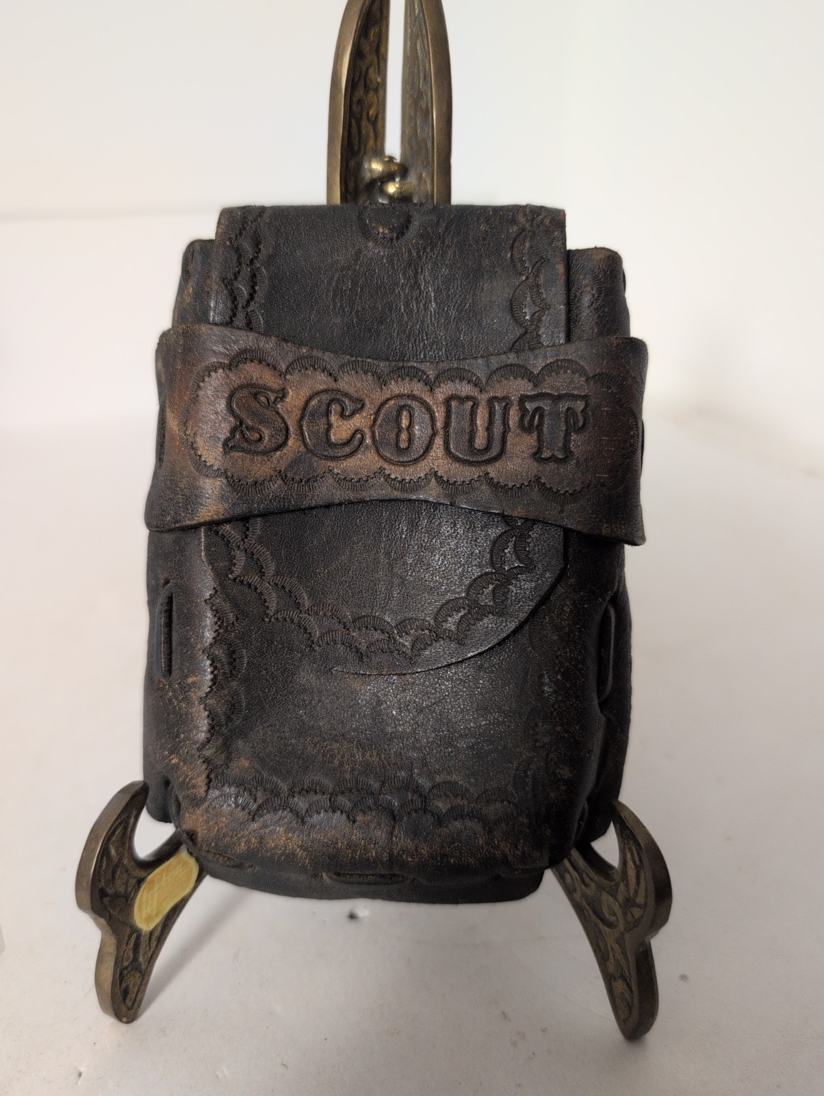 Early Vintage Leather Craft Handmade Scout Pouch Holder
