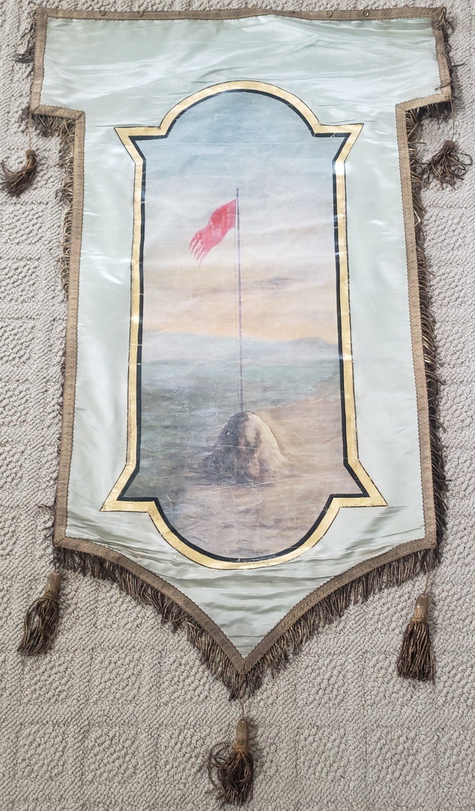 Vintage Odd Fellows Silk/Gold Leaf/Tone Processional/Lodge Room Banner