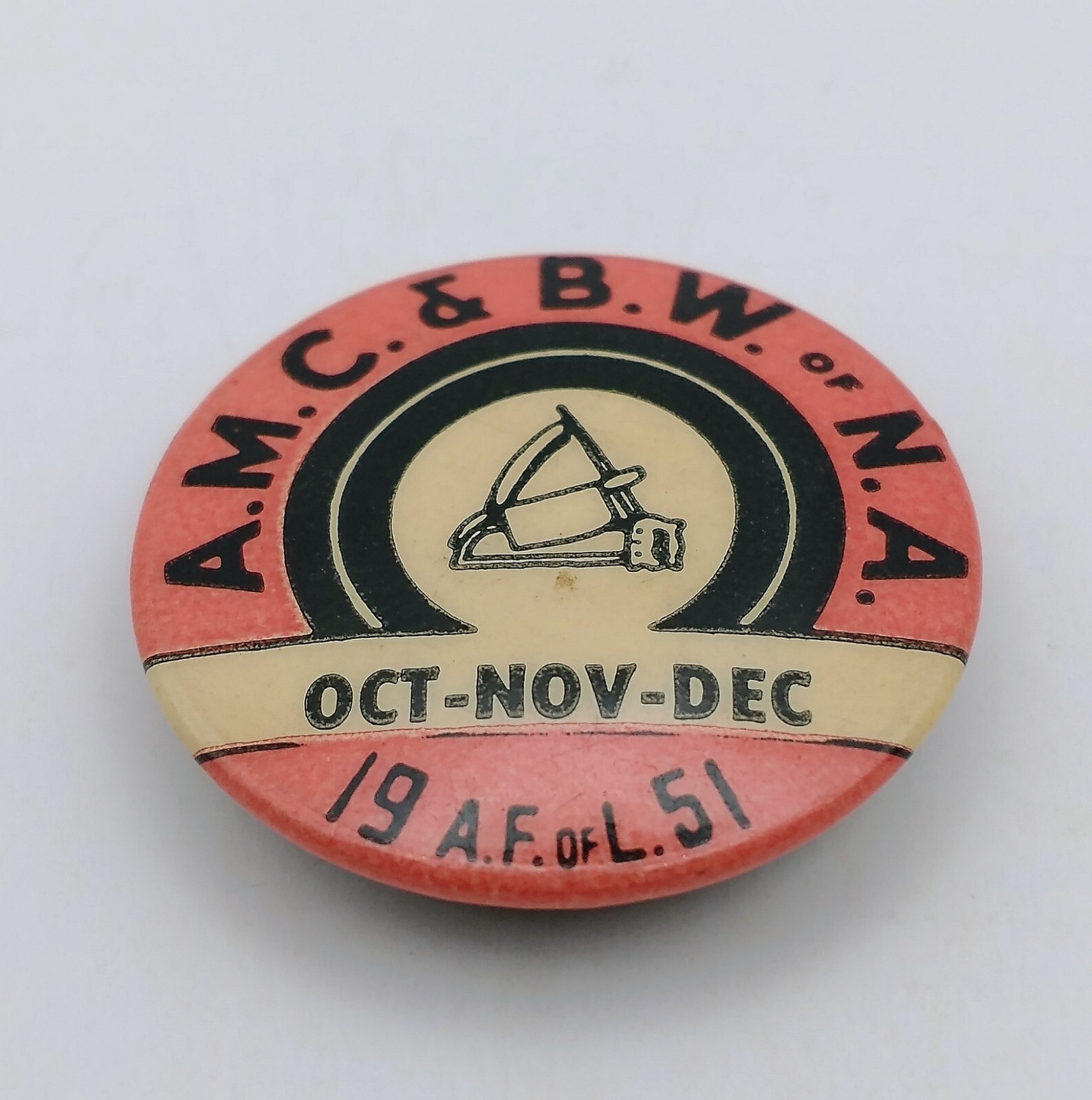 Vtg 1951 AMC & BW of NA Pinback AFL of CIO Meatcutters Union Pinback Button 1.5″