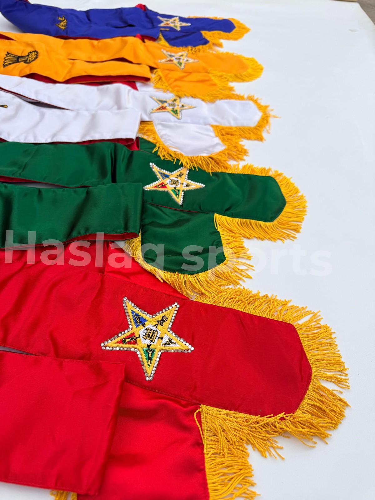 Masonic-OES-Sash-Set-Order-of-the-Eastern-Star sash set of 5 silk + 5 ribbon