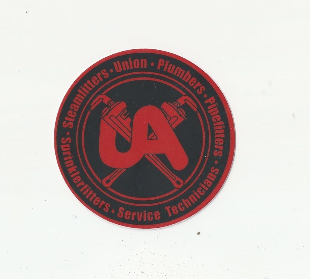 RETRO 90s Era UA PLUMBERS PIPEFITTERS STEAMFITTERS RED BLACK Insignia Sticker