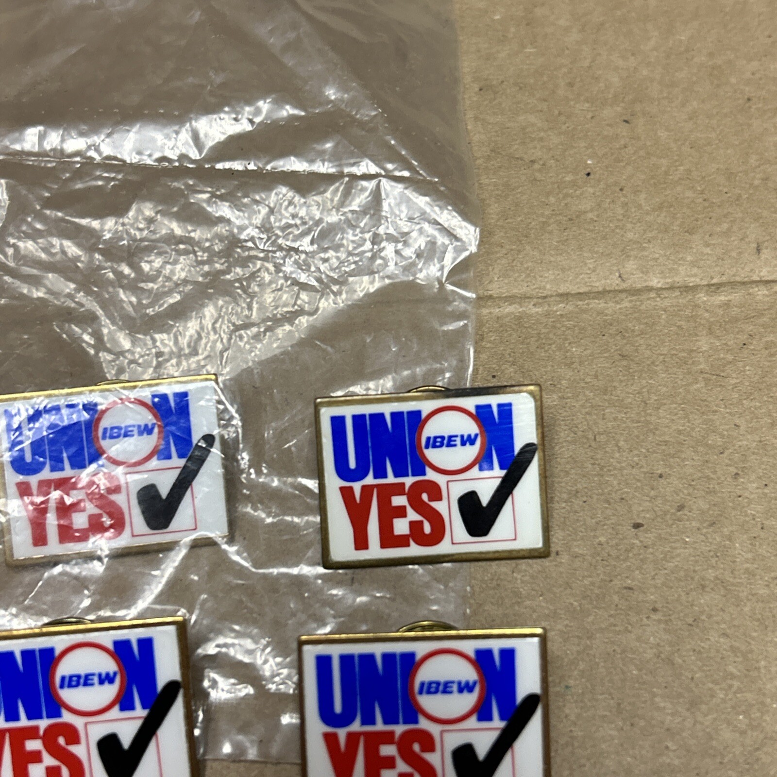 (4) Vintage Union Yes Enamel Lapel Pin -IBEW